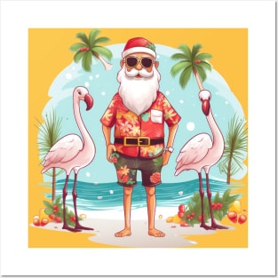 Santa Christmas in July beach Australia Posters and Art
